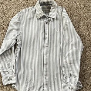 American Eagle Outfitters Gray and White Casual Button Down Shirt